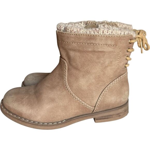 Toddler Girls Eva & Zoe Lil Indy Back Lace Zip Up Taupe Ankle Boot - Sz 11 - Picture 1 of 4